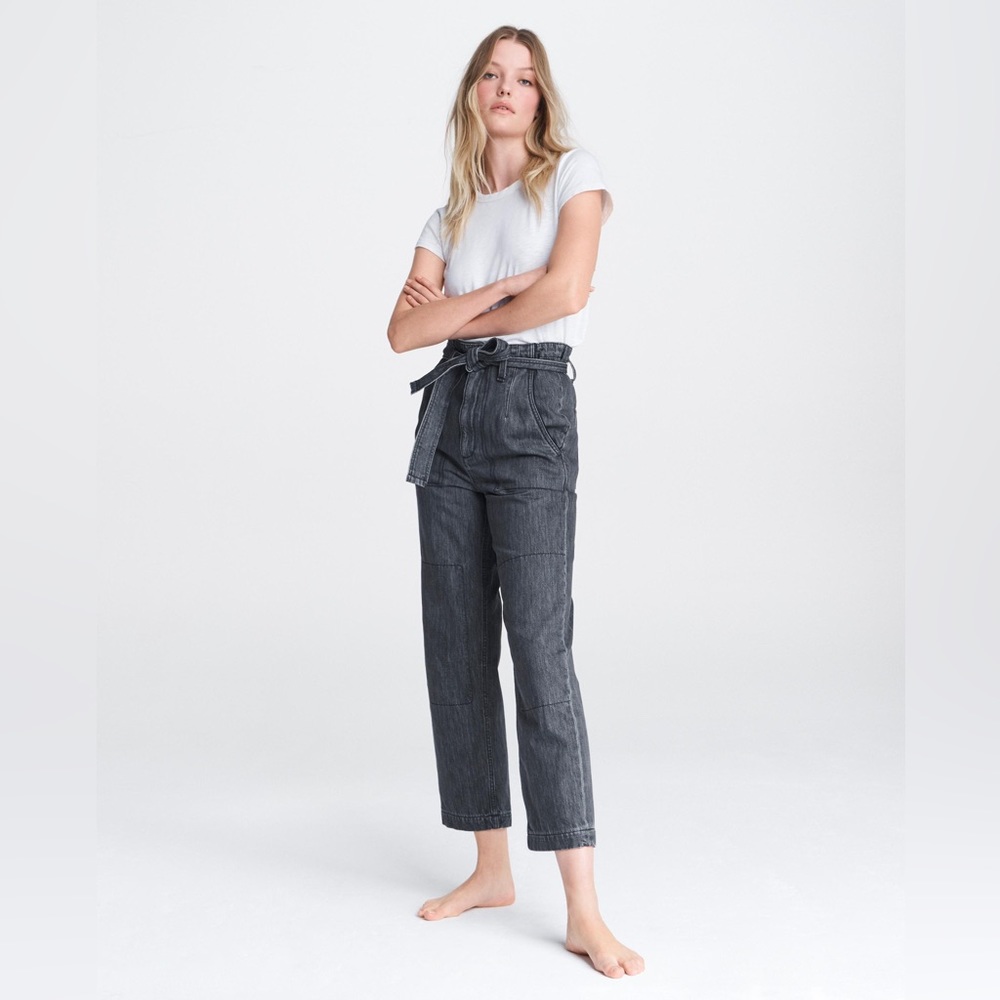 NWT Rag & Bone Super High-Rise Cotton Paper Bag Pant Gray Size 24